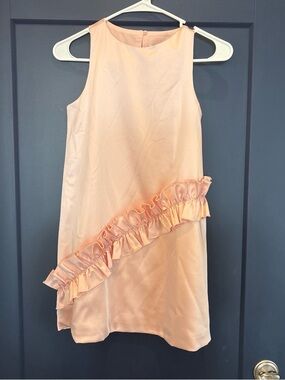 Girls Peach Ruffle Shift Dress